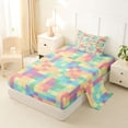 thumbnail image 2 of Erosebridal Colorful Plaid Grid Twin Sheet Sets for Girls, Pixelated Theme Miner Game Bedding, 1 Flat Sheet, 1 Fitted Sheet and 1 Pillowcase, 2 of 5
