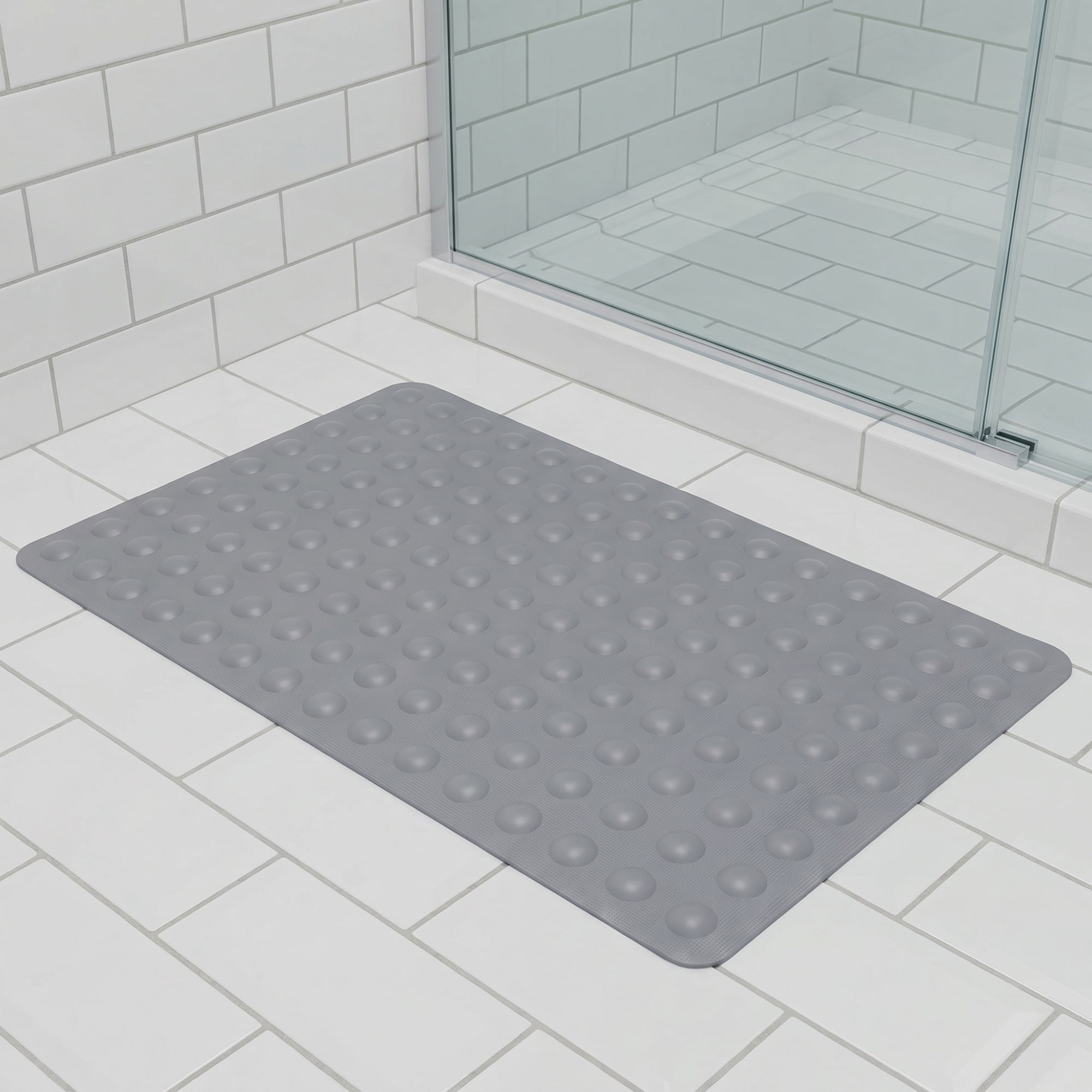 Unique Bargains Non-Slip TPE Washable Bathtub Mat with Strong Suctions Gray 28" x 16"