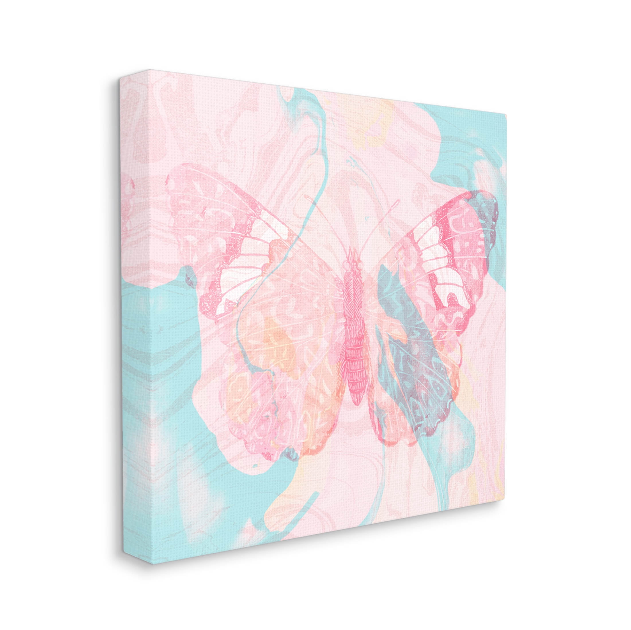 Stupell Industries Marbled Pastel Butterfly Graphic Art Gallery Wrapped Canvas Print Wall Art, Design by Daphne Polselli