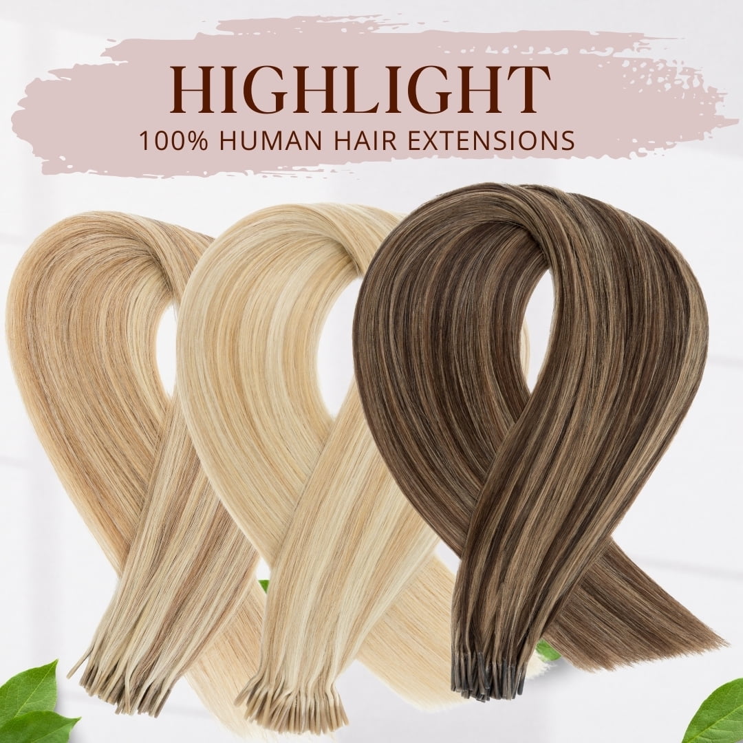 Benehair 100% Real Remy Human Hair Extensions 1g I Tip Hair Pre Bonded Stick Tip Micro Ring Beans Women Straight Brown 100g