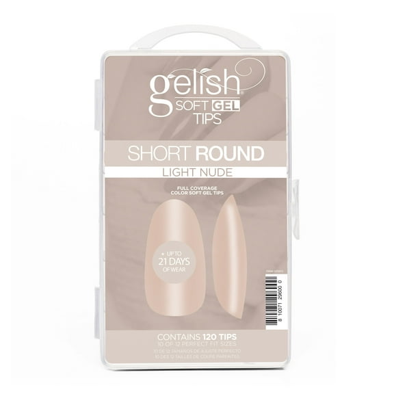 Harmony Gelish Soft Gel Tips Light Nude Short Round 120CT #1270013