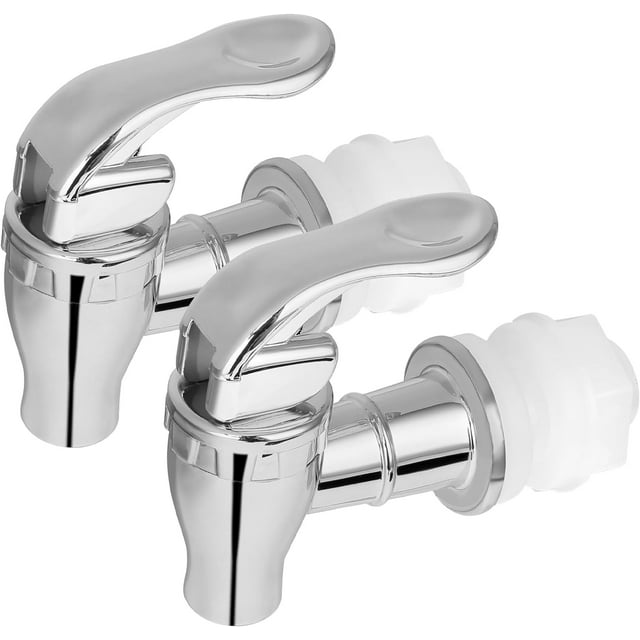2 pcs Beverage Dispenser Faucet, Replacement Water Dispenser Replacement Faucet Suitable for Cold and Hot Drinks Coffee Fruit Juice Water Dispenser Faucet (Silver)