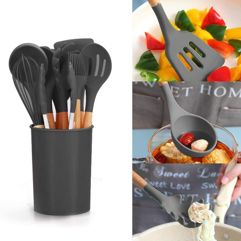 11 Pieces Silicone Kitchen Utensils Set with Holder Non Stick for Cooking