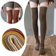 thumbnail image 4 of Dengjunhu 1Pair Women Stockings All Match Keeping Warmth Cotton Over Knee Thigh Socks for Daily Wear, 4 of 7