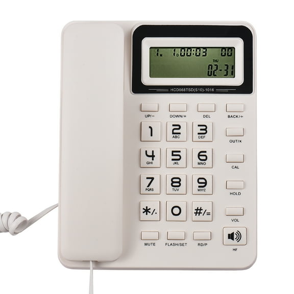 Anself Desktop Corded Landline Phone with LCD Display, Mute/ Pause/ Hold/ Flash, Redial - Home Office Telephone Set