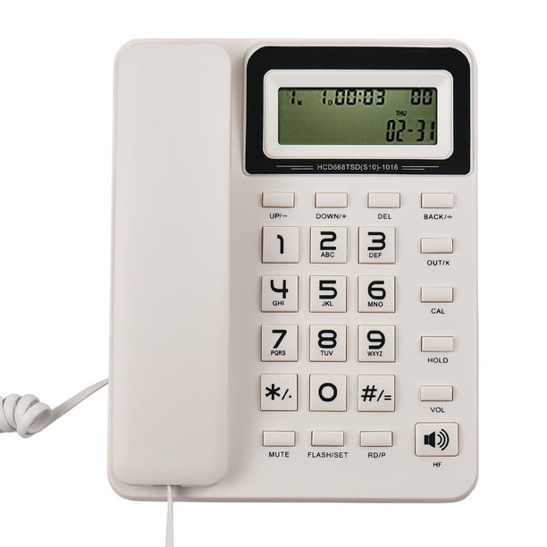 Teléfono De Línea Fija Con Cable De Escritorio De Inicio Teléfono Fijo Con Pantalla LCD MUTE/ PAUSE/ Hold/ Flash/ Redial/ Hands Free/ Calculator Functions For Home Hotel Office