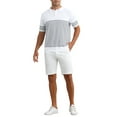 thumbnail image 2 of INSPIRE CHIC Edition Men's Striped Polo Shirt Regular Fit Short Sleeves Button Down Collared Knit Golf Shirts XL White, 2 of 6