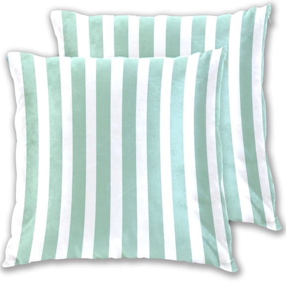 Mint Green Narrow Stripes Throw Pillow Covers Pillowcases 16 x 16 Inch Home Decor 2 Packs for Bedroom Sofa