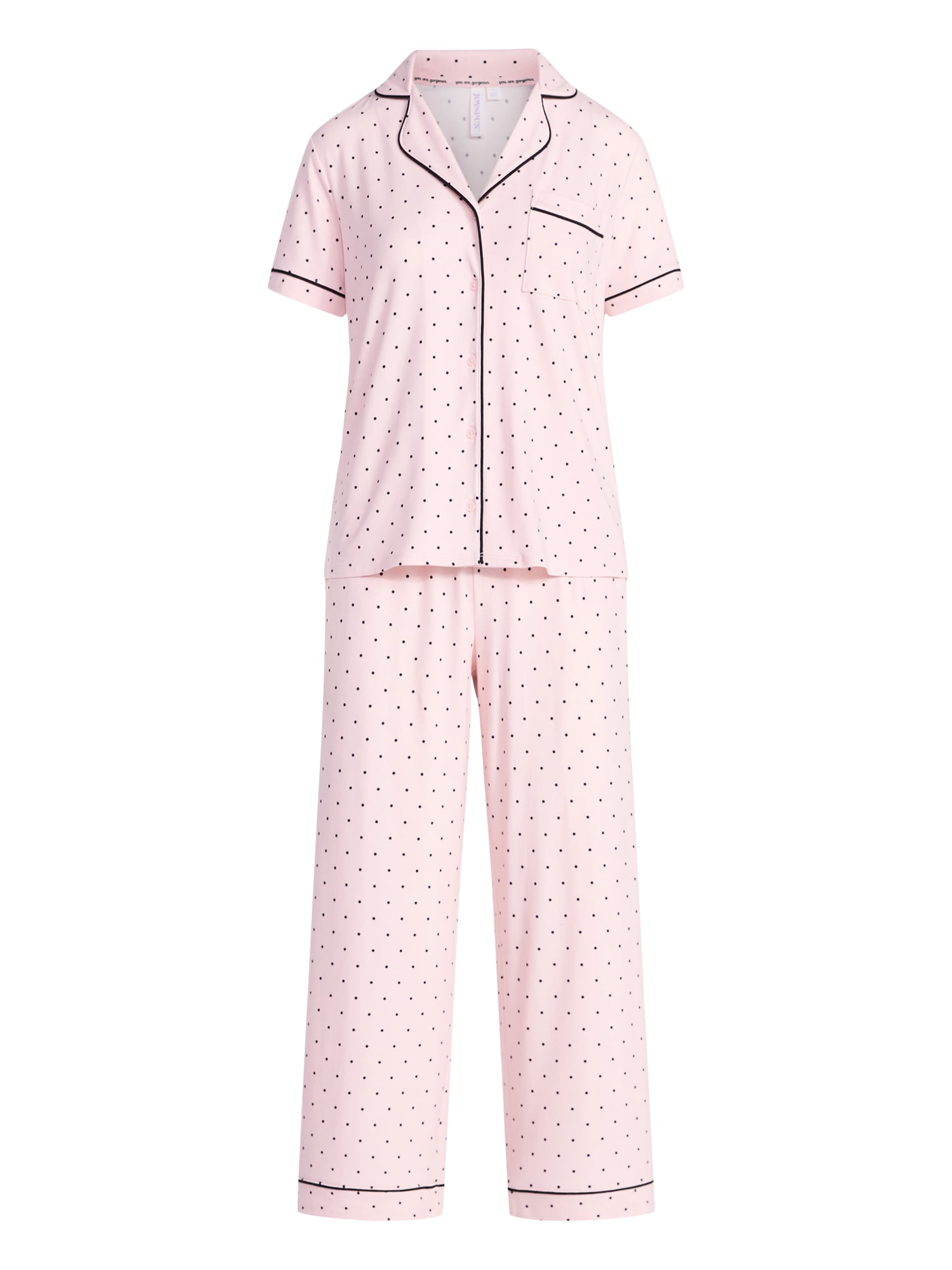 Joyspun Women's Dreamy Soft Collection Notch Collar Top and Capri Pants Pajama Set, 2-Piece, Sizes XS-3X