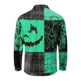 thumbnail image 6 of GrmtClth Mens Regular Fit Retro Halloween Polo Shirts Long Sleeve Distressed Crack Texture Pumpkin Graphic Lightweight Breathable Family Party Athletic Tops Green XL, 6 of 7