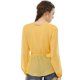 thumbnail image 5 of Top Allegra K de gasa transparente con mangas largas y cuello en V profundo Amarillo L, 5 of 6