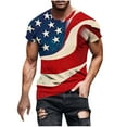 thumbnail image 2 of Mens Shirts Clearance under $5.00 Independence Day Short Sleeve Print Fallow Round Neck Casual T-shirt Blue XXXL, 2 of 5