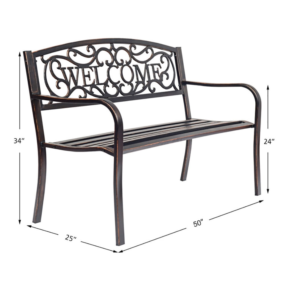Aimee Lii Outdoor Furniture Steel Frame Porch Garden Bench, Patio Furniture, Bronze Aimee Lii Outdoor Furniture Steel Frame Porch Garden Bench, Patio Furniture, Bronze
