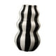 thumbnail image 2 of Jarrón de cerámica a rayas pintado, decoración del hogar, artesanía, contenedor decorativo para plantas, diseño floral Negro, 2 of 9