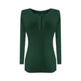 thumbnail image 4 of Long Sleeve Shirts for Women V-Neck Button Solid Knitted Single Breasted Slim Fit Bottomed Casual Tops Basic Tops Tee Tshirt Blouse, 4 of 4