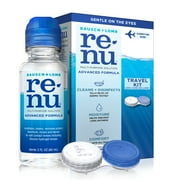 Renu Contact Lens Solution, Advanced Formula Triple Disinfectant Contact Cleaning Solution–From Bausch + Lomb –Travel Pack 2 fl oz (60 mL) with Lens Case