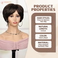 thumbnail image 2 of PHOCAS Black Cherry Short Pixie Wigs for Women Synthetic Black Short Wigs with Bangs Wefted Wig Caps, 2 of 9