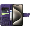 thumbnail image 2 of Case for iPhone 16 Pro Case Wallet Leather Flip Phone Case with Card Holder and Kickstand Magnetic Shockproof Protective Women Men Case for iPhone 16 Pro 6.3 inch Butterfly Purple SD, 2 of 10