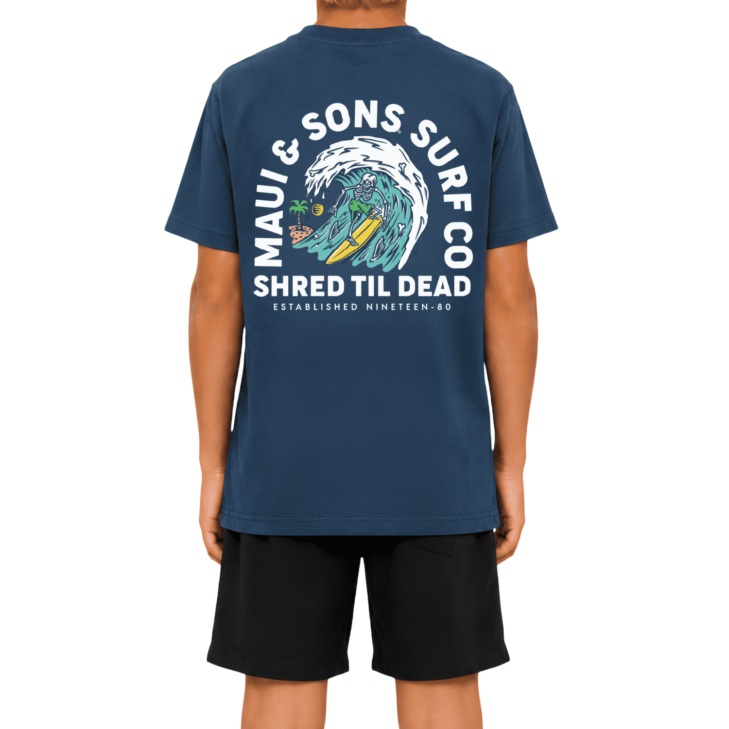Maui and Sons Never Stop Short Sleeve Boy's T-Shirt Crew Neck Graphic Tee Inspired by California Surf Culture & Designed for Everyday Comfort