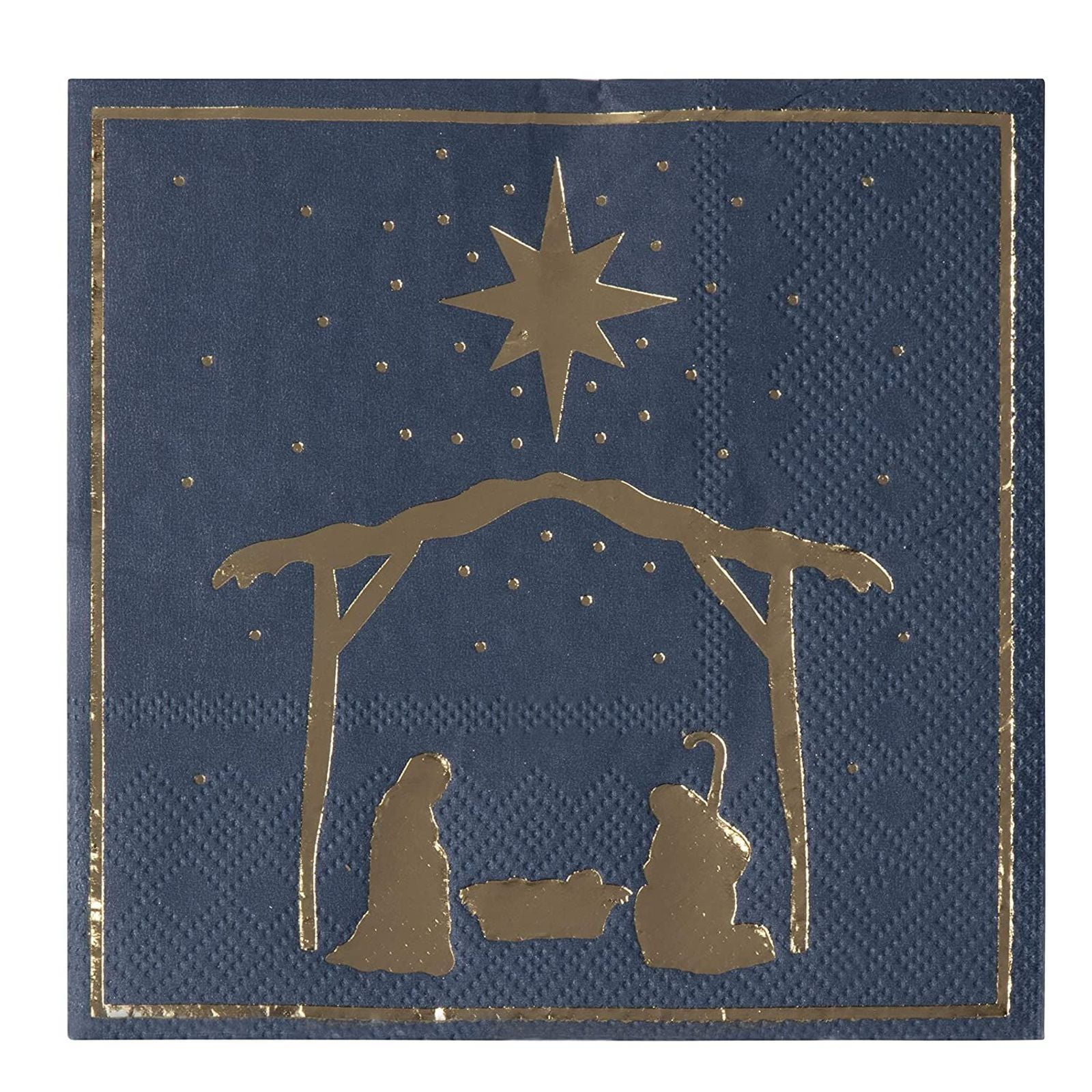 Christmas Party Decorations, Nativity of Jesus Napkins (5 x 5 In, Navy