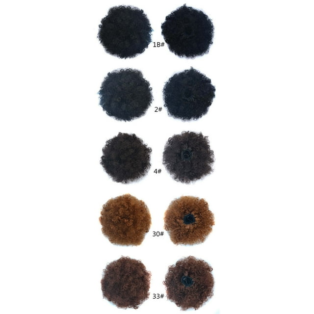 Pince à Cheveux Synthétique Haute Pression Afro Courte en Queue de Cheval Cordon Afro Bun Cheveux Bouclés Extensions de Cheveux