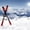 Red Skis, variant on Elephant Stock Red Skis Wall Art - Horizontal Canvas Wall Art - Living Room Wall Decor - Sports Canvas - Blue And White Decor - 12" x 8"
