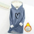 thumbnail image 2 of DDAPJ pyju Fleece Sweatshirts for Women Oversized Heart Graphic Hoodies Sherpa Lined Hooded Sweatshirt Long Sleeve Loungewear Pullover Top Blue L, 2 of 4