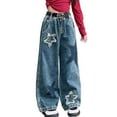 thumbnail image 4 of SNKSDGM Girls Pants Size 1012 5 14 Yrs Kids Girls Jeans Distressed Elastic Waist Baggy Denim Wide Leg Pants Trousers 12-13 Years, 4 of 4