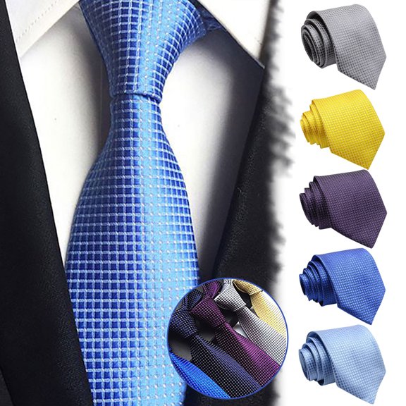 Men's Necktie Classic Checkered Formal for Business Office Interview Occasions Purple One Size