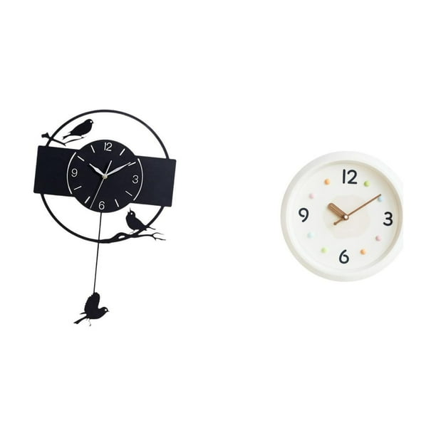Reloj de pared,Reloj de pared colgante con forma de pájaro,de acrílico negro.,Reloj de pared,Reloj de pared decorativo,moderno y elegante,Reloj de pared redondo silencioso,sin tictac,ideal