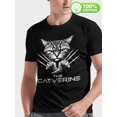 thumbnail image 1 of Camiseta de algodón para hombre, cuello redondo, estilo casual, corte regular, con estampado de Catverine, para verano. Camiseta de punto con elasticidad media., 1 of 6