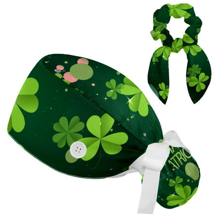 

Working Cap with Buttons and Sweatband Scrub Hat Bouffant Caps with Scrunchie St Tie Back Hats