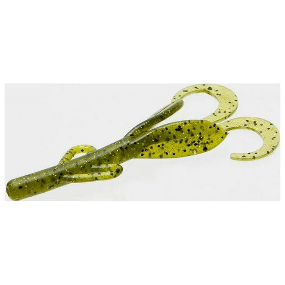 Zoom Baby Brush Hog Freshwater Fishing Soft Bait for Bass, Watermelon Gold 4", 12-pack, Soft Baits