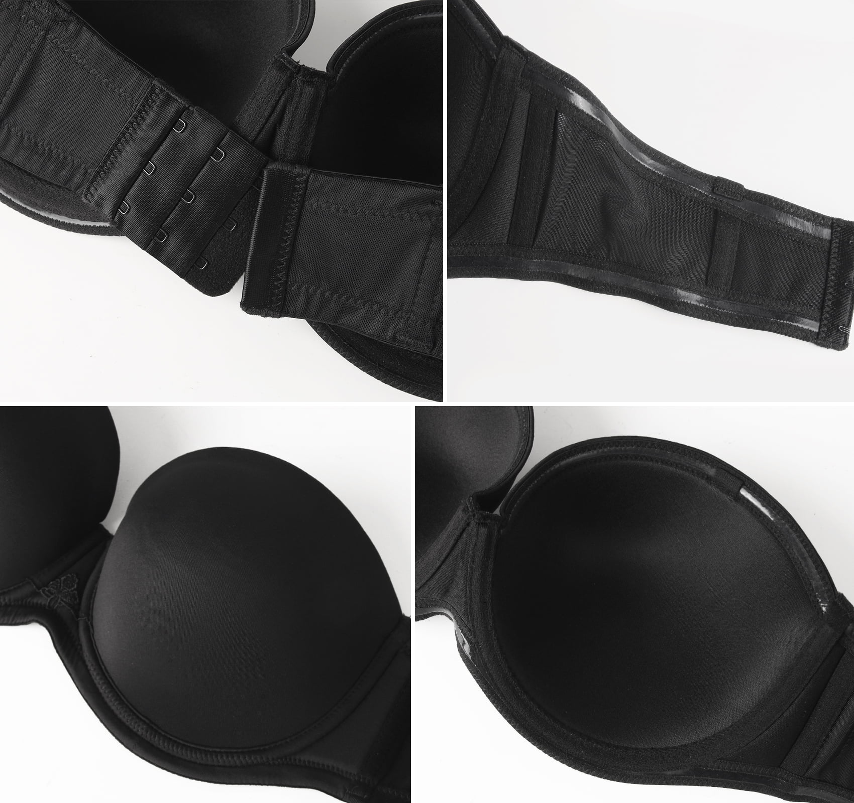 Exclare Women Hand Shape Jacquard Strapless Bra Custom Lift Wirefree Push  Up Seamless Bras(Black,32D) 