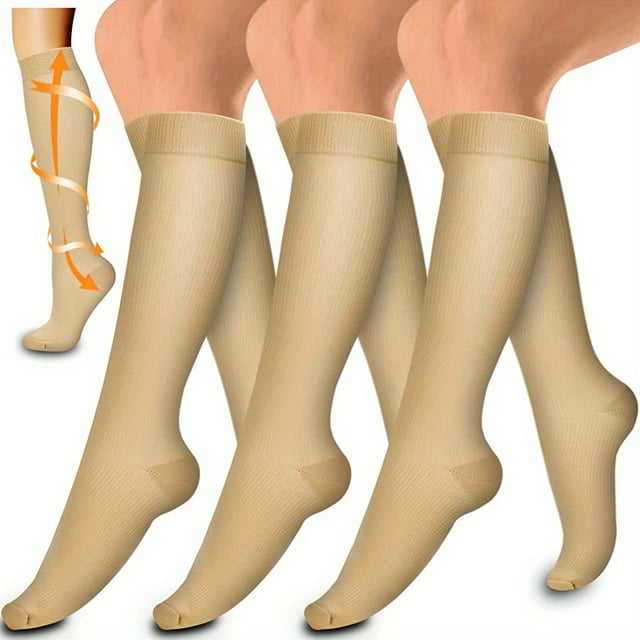 3 Paires de Bas de Compression en Cuivre pour la Circulation Sanguine 15-20 mm Bas de Compression Hg pour Femmes et Hommes
