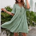 thumbnail image 3 of Vestido de manga con volantes, cuello en V, manga con volantes, vestido casual de manga corta, vestido de manga corta, confiabilidad excepcional, 3 of 6