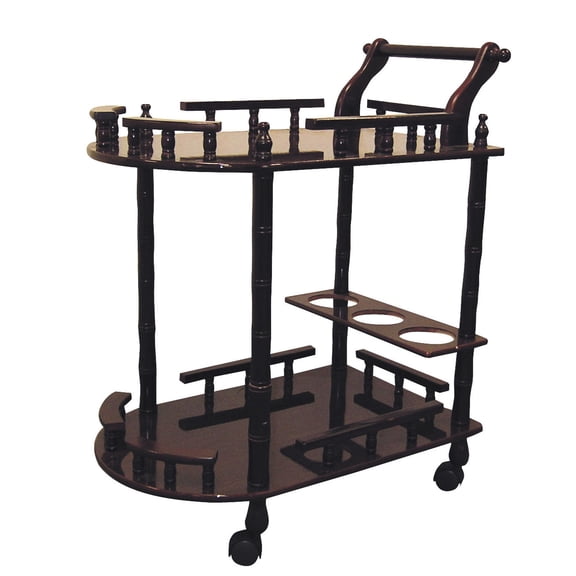 Cherry Finish Rolling Wine Bar Cart
