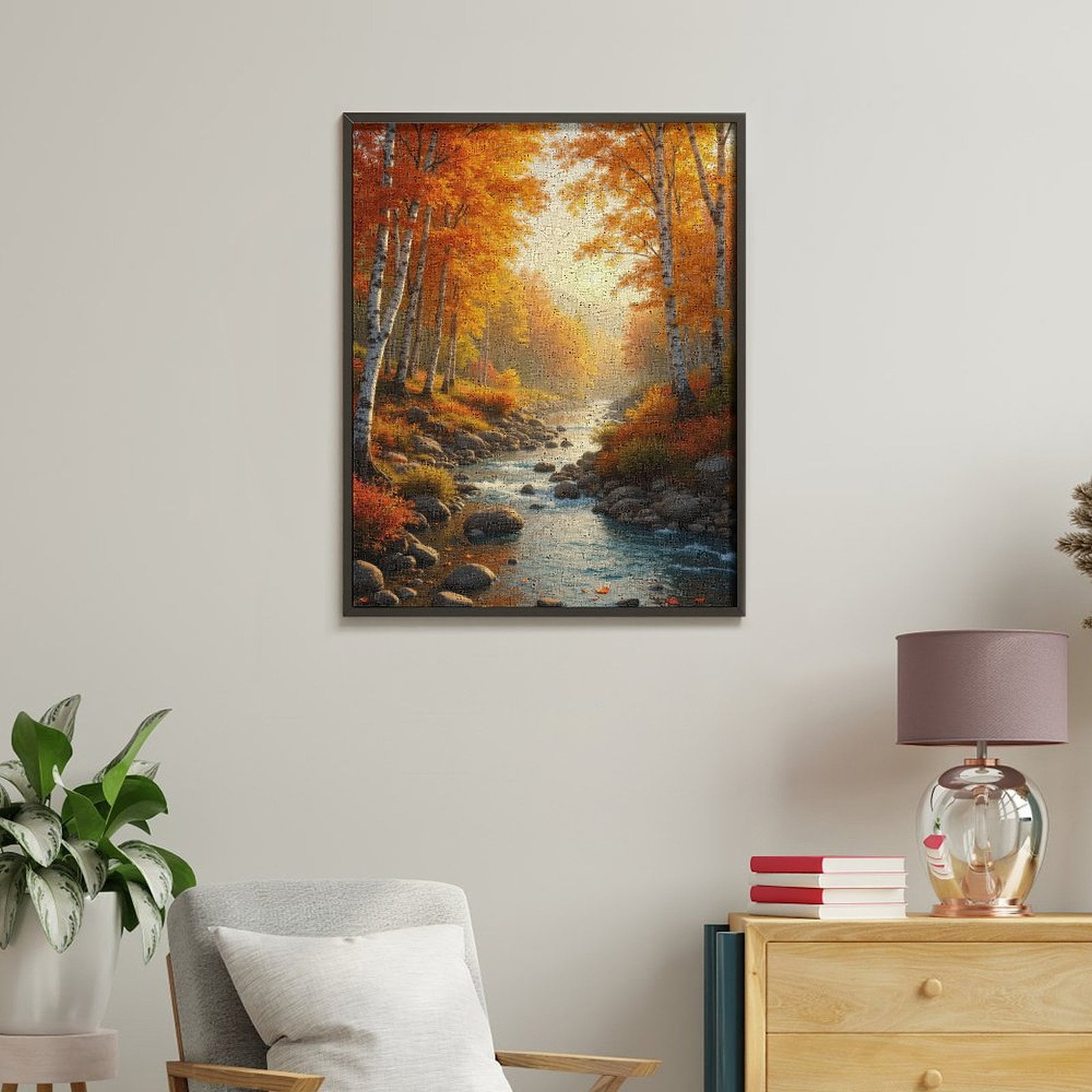 Paint By Numbers Kit for Adults Beginner - Autumn Forest River Serene Landscape DIY Canvas Painting Kits for Adults, Frameless Paint By Number for Adults for Home Wall Decor 16x20 Inch
