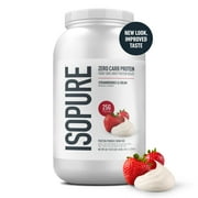 Isopure Zero Carb Protein Powder, Strawberries & Cream, 25g Protein, 3 Lb