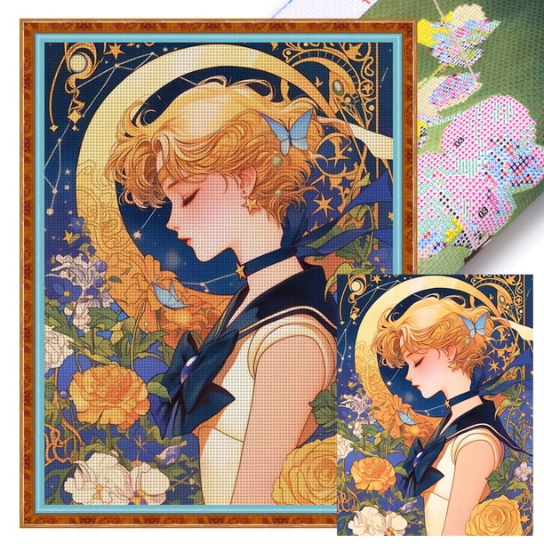 Kit Punto Cruz para Niña Bordado Con Hilo Algodón Ecológico 11CT Arte 45x60cm