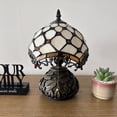 thumbnail image 5 of Tiffany Mini Table Lamp Beige Stained Glass Crystal Beans Included LED Bulb Dragonfly Base for Living Room Dining Room Bedroom Bedside 12'H*8"W, 5 of 7
