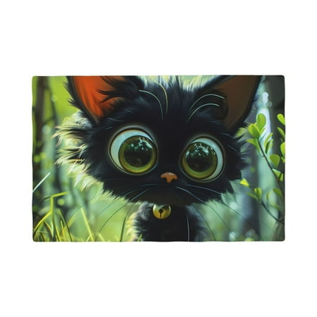 

Placemats Set of 6 Cute Big-Eyed Black Cat Place mats for Dining Table Indoor/Outdoor Cute Heat Resistant Washable Table Mats(18 x 12 )