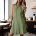 thumbnail image 3 of TAGOLD Womens Sleeveless V-Neck Knee-High Dress Zip Solid Color Short Dress For Summer Daily Use, 3 of 5
