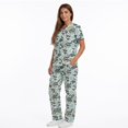 thumbnail image 4 of Yspwyqan Scrubs for Women Set, 2PCS V-Neck Stretchy Scrub Top & Straight Leg Pants Size L, Breathable Lightweight Fish Camo Print Medical Nurse Shirts, 4 of 5