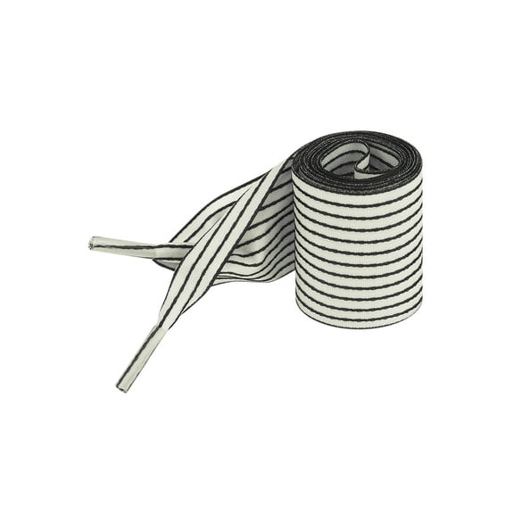 INSPIRE CHIC 1 Pair Widened 4 cm Wide Flat Ribbon Shoelaces Stripes Shoe Laces Sneakers Boots 100cm/39.4" Black