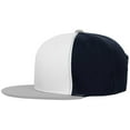 thumbnail image 3 of Mens Snapback Baseball Cap Plain Blank Snap Back Hat Three Tone Casual Basic (7fc052_White/Navy/Gray), 3 of 4