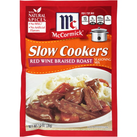 McCormick Slow Cookers Red Wine Braised Roast Seasoning Mix, 1.3 oz ...