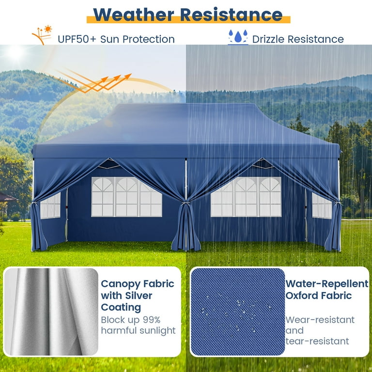 USパップテント SANOPY 10'x20' EZ Pop Up Canopy Tent with 6 Removable