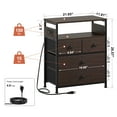 thumbnail image 5 of GUNAITO Led Nightstand with 4 Drawers Bedside Table with Charging Station Wide End Table with Storage Shelf for Living Room,Brown, 5 of 9