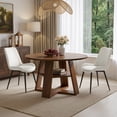 thumbnail image 4 of Hawsaiy 5 Piece 43.3" Round Dining Table Set for 4, Modern Wood Kitchen Table with Storage Shelf & 4 PU Leather Upholstered Dining Chairs, Dining Room Furniture Set for Apartment, 4 of 8